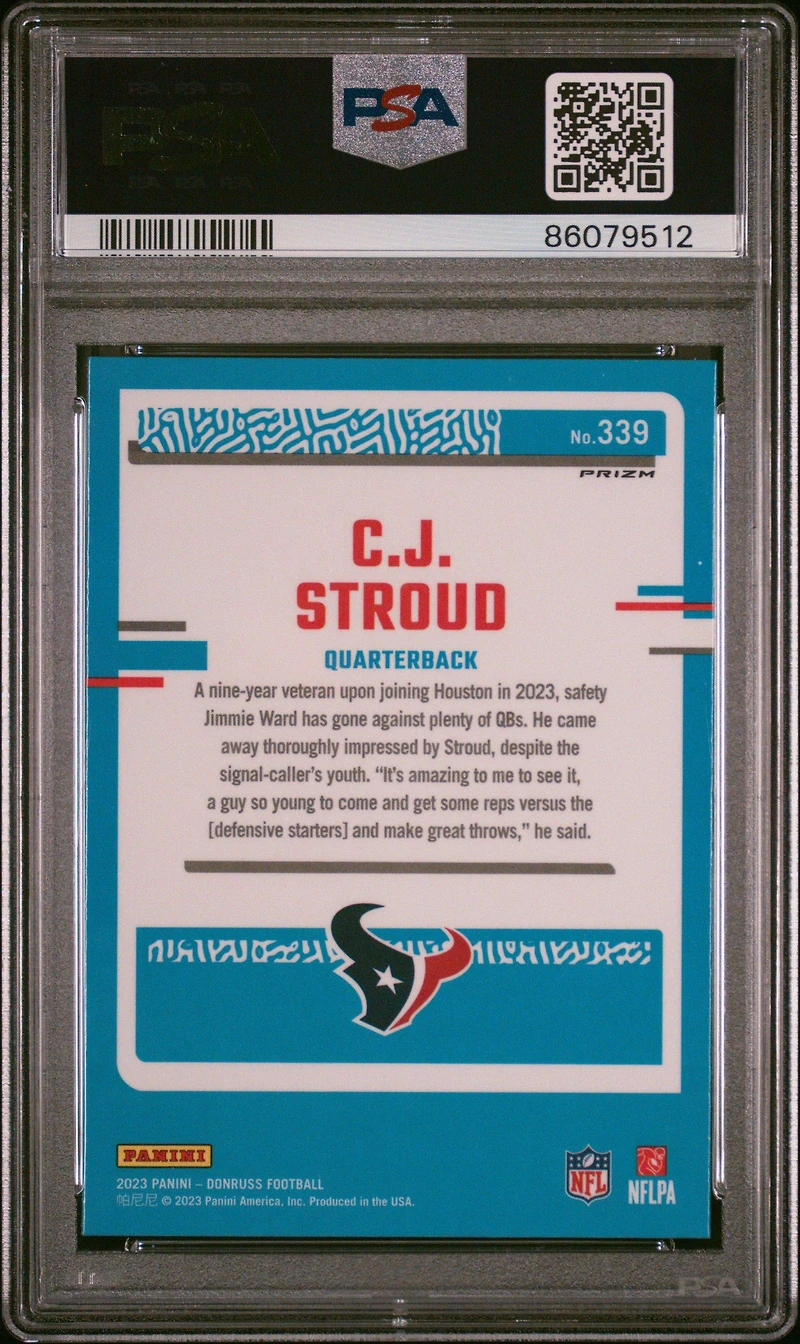 2023 Panini Donruss 339 Cj Stroud Optic Preview-pink PSA 9