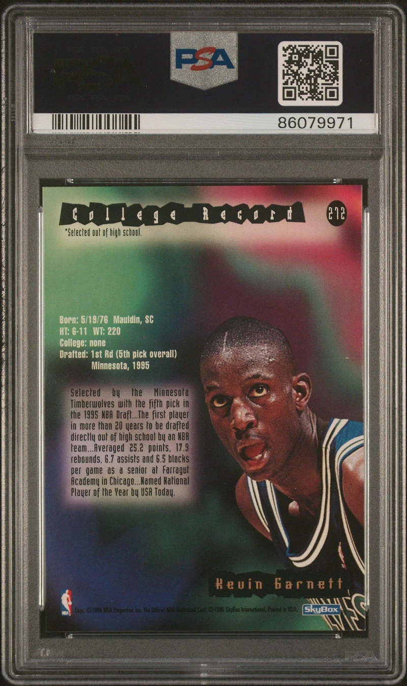 1995 Hoops 272 Kevin Garnett PSA 9