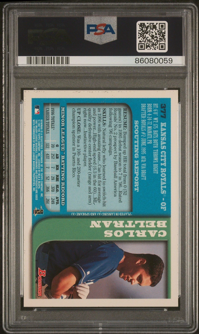 1997 Bowman 377 Carlos Beltran PSA 9
