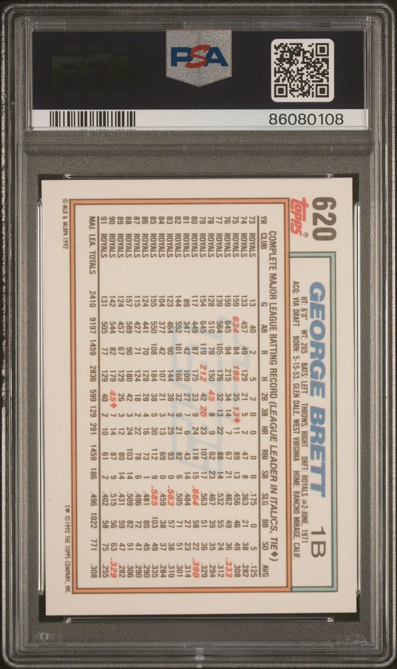 1992 Topps 620 George Brett PSA 10