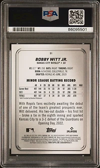 2022 Bowman Platinum 51 Bobby Witt Jr. PSA 10