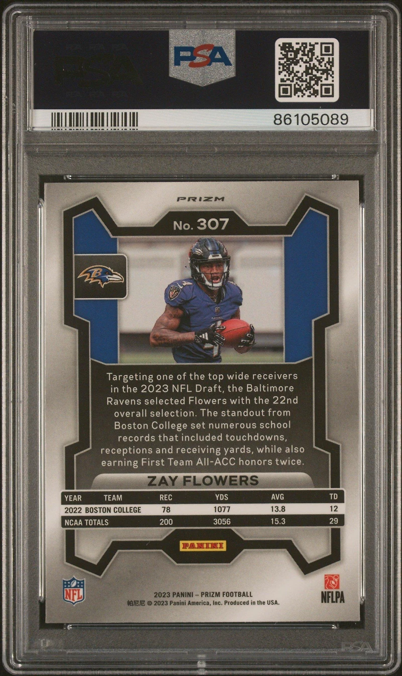 2023 Panini Prizm 307 Zay Flowers Silver Prizm PSA 10