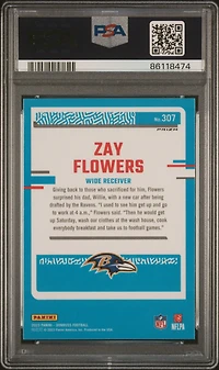 2023 Panini Donruss 307 Zay Flowers Optic Preview-red & Green PSA 10