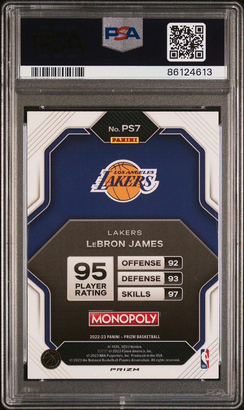 2022 Panini Prizm Monopoly Prizm All-stars Ps7 Lebron James Silver Prizm PSA 9