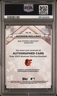 2023 Bowman Sterling Prospect Autographs Pajh Jackson Holliday PSA 10