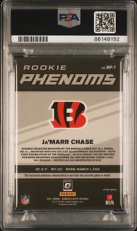 2021 Panini Donruss Optic Rookie Phenoms Memorabilia Rp7 Ja'marr Chase Red PSA 9