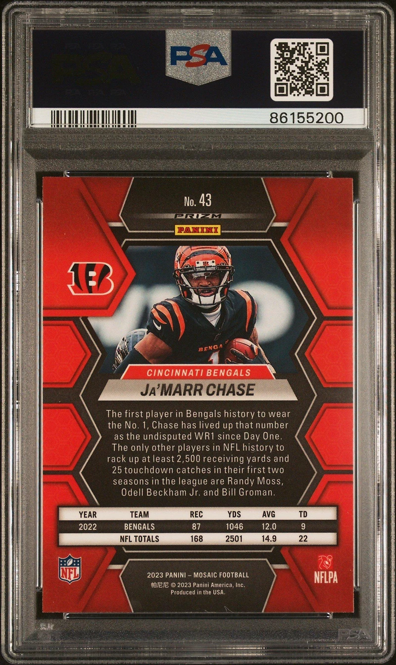 2023 Panini Mosaic 43 Ja'marr Chase PSA 10