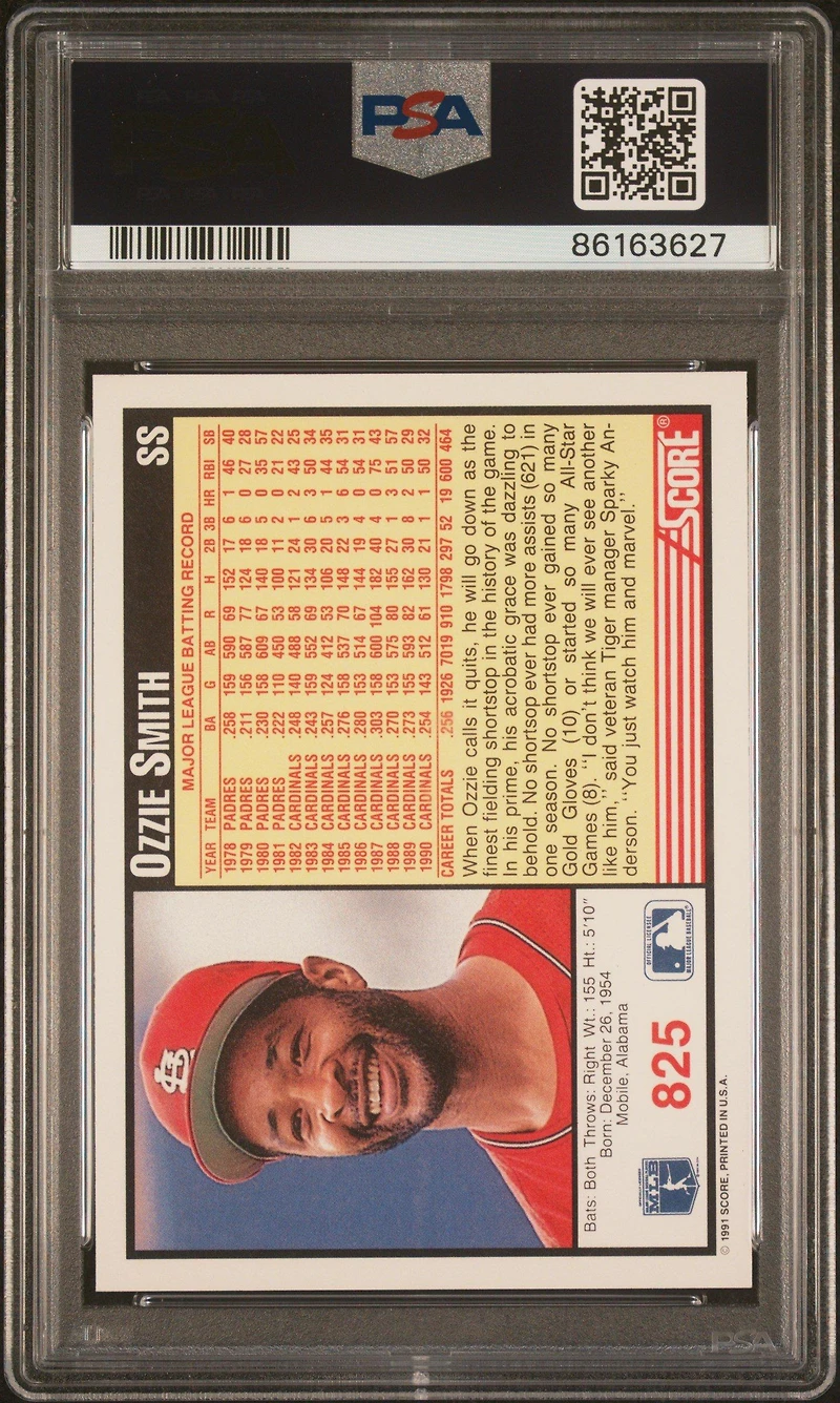 1991 Score 825 Ozzie Smith PSA 10
