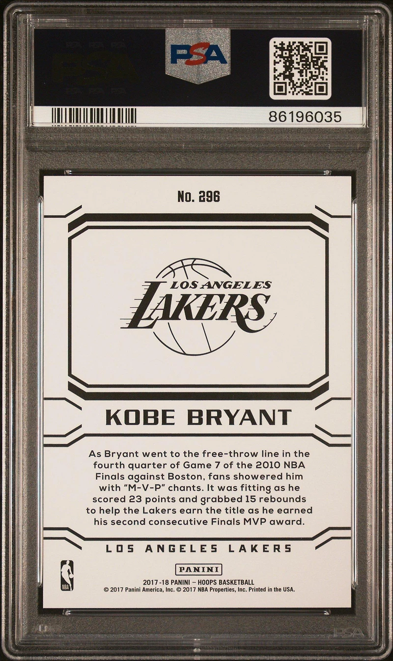 2017 Panini Hoops 296 Kobe Bryant PSA 10