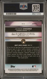 2022 Bowman's Best Top Prospects Tp19 Jackson Chourio Refractor PSA 10