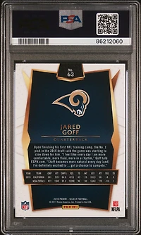 2016 Panini Select 63 Jared Goff Tri-color Prizm PSA 10