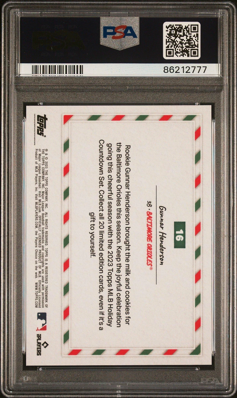 2023 Topps Holiday Countdown 16 Gunnar Henderson PSA 9