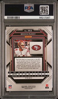 2022 Panini Prizm 353 Brock Purdy Green Prizm PSA 10