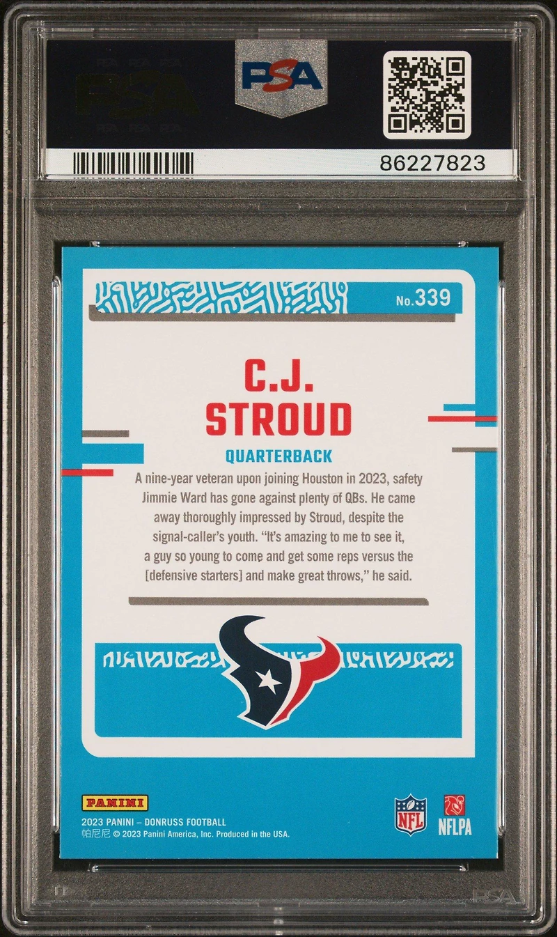 2023 Panini Donruss 339 Cj Stroud Press Proof Yellow PSA 9