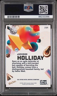 2022 Skybox Metal Universe Champions Z-force Z21 Jackson Holliday PSA 10