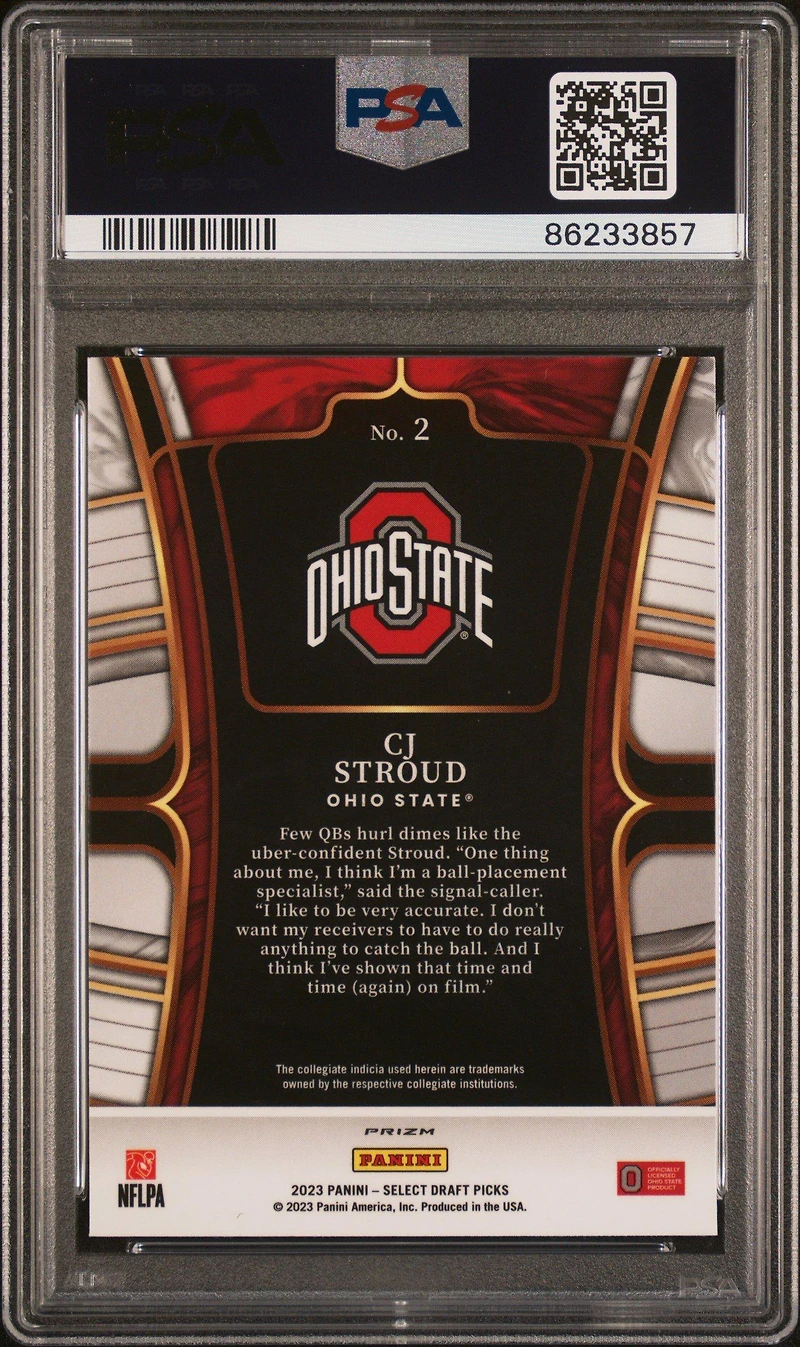2023 Panini Select Draft Picks 2 Cj Stroud Silver Prizm PSA 10
