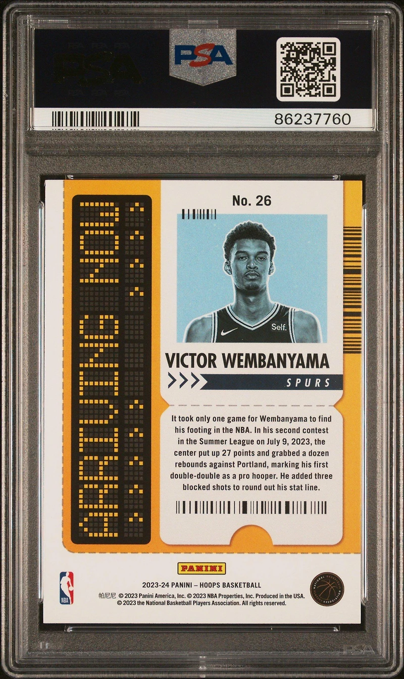 2023 Panini Nba Hoops Arriving Now 26 Victor Wembanyama Holo PSA 10
