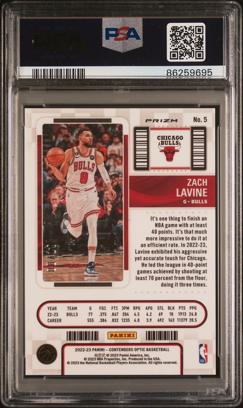 2022 Panini Contenders Optic 5 Zach Lavine PSA 10