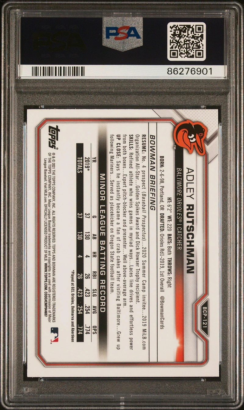 2021 Bowman Mega Box Chrome Bcp121 Adley Rutschman PSA 10