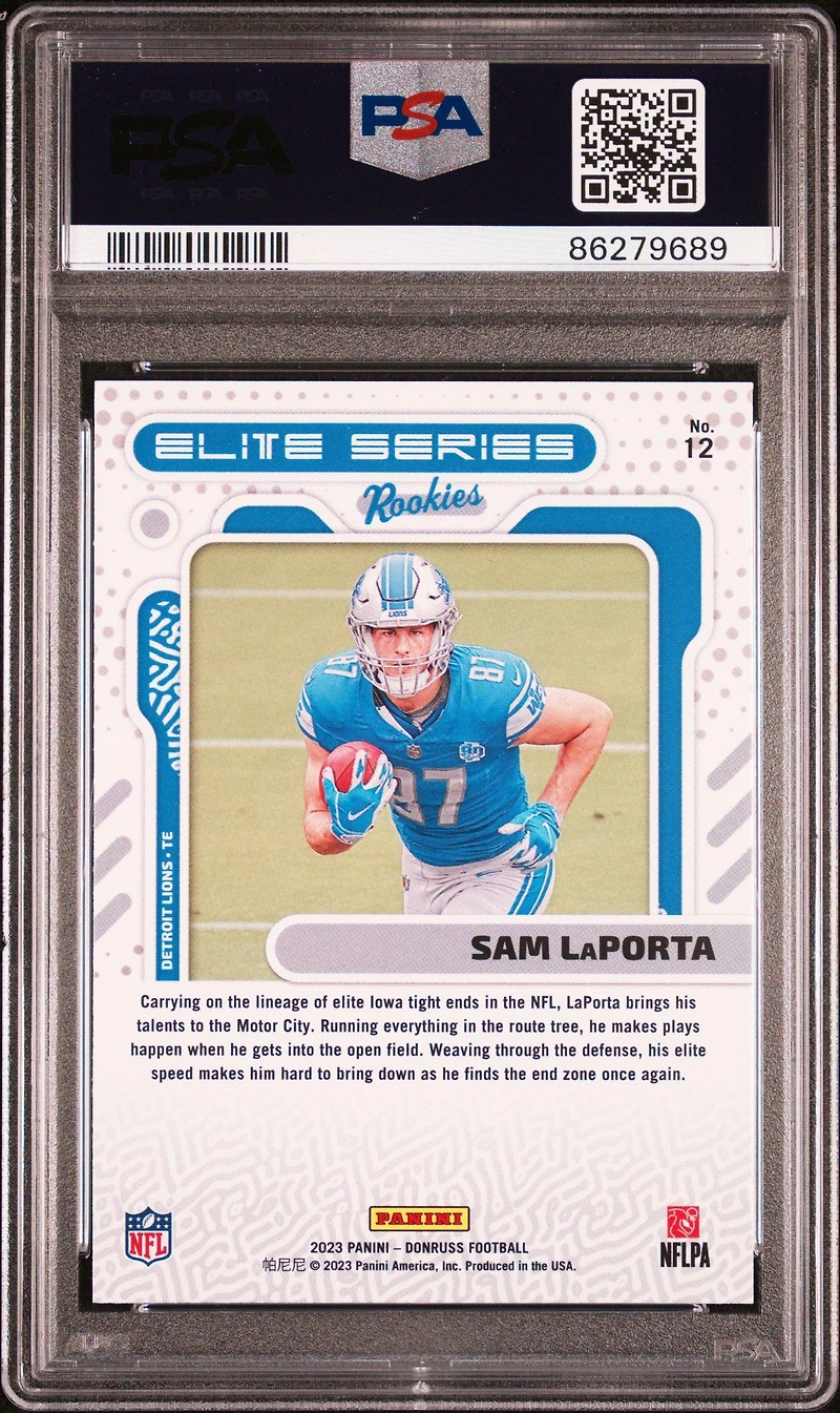 2023 Panini Donruss Elite Series Rookies 12 Sam Laporta PSA 10