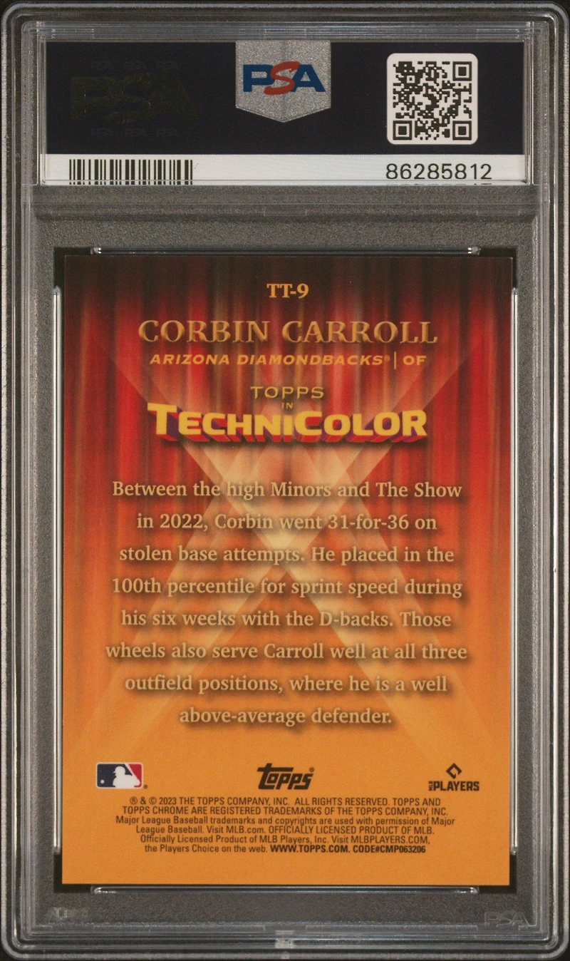 2023 Topps Chrome Topps In Technicolor Tt9 Corbin Carroll Orange Refractor PSA 9