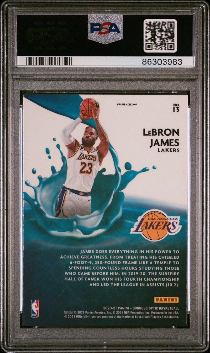 2020 Panini Donruss Optic Splash! 13 Lebron James Purple PSA 10