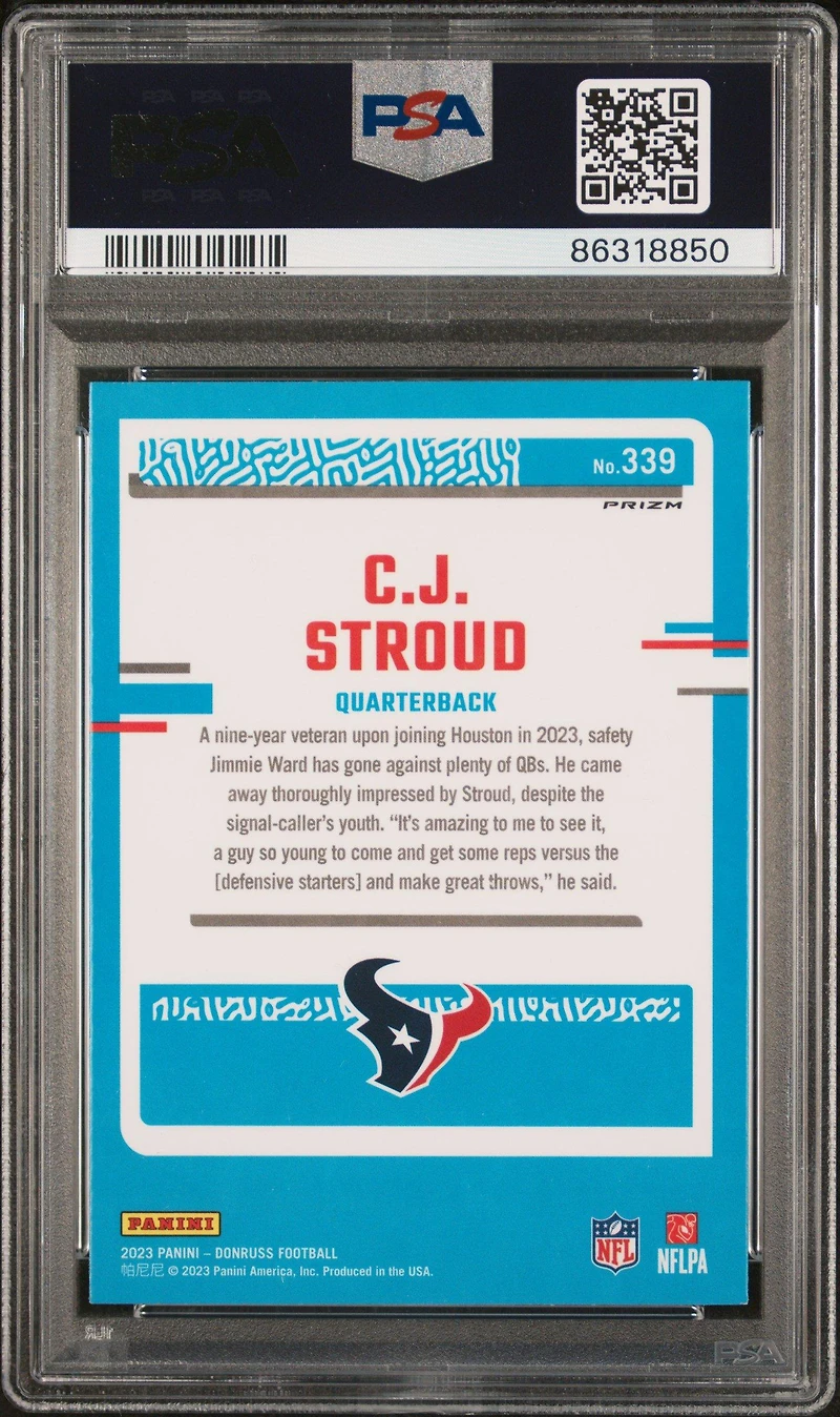 2023 Panini Donruss 339 Cj Stroud Optic Preview-pink PSA