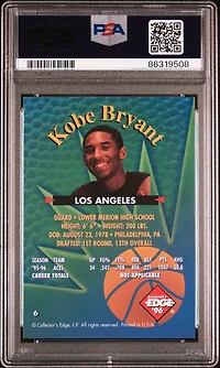 1996 Collector's Edge Rookie Rage 6 Kobe Bryant PSA 9