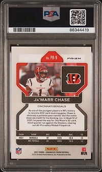 2021 Panini Chronicles Prizm Black Pb-9 Ja’marr Chase Silver PSA 9