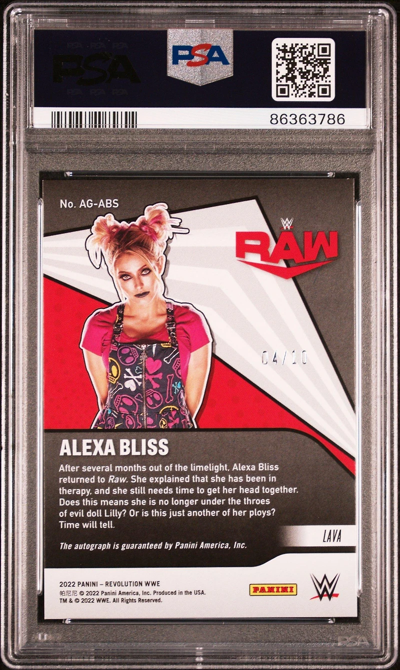 2022 Panini Revolution Wwe Autographs Agabs Alexa Bliss Lava PSA 9