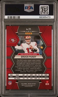 2023 Panini Mosaic 211 Brock Purdy Reactive Yellow PSA 10
