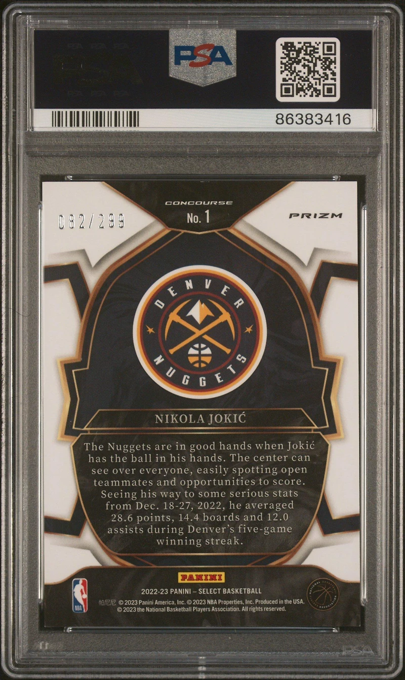 2022 Panini Select 1 Nikola Jokic PSA 10