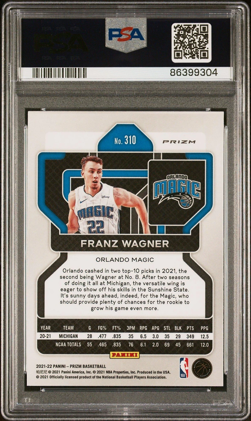 2021 Panini Prizm 310 Franz Wagner Ice PSA 10
