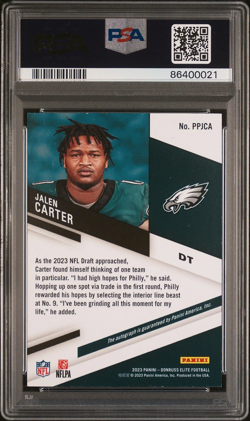 2023 Panini Donruss Elite Pen Pals Ppjca Jalen Carter PSA 9