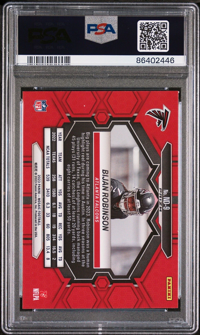 2023 Panini Mosaic Nfl Debut Nd9 Bijan Robinson PSA 10