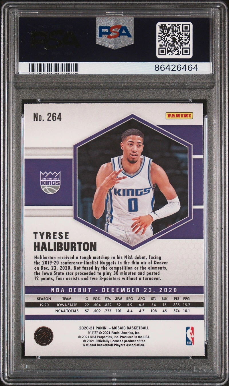 2020 Panini Mosaic 264 Tyrese Haliburton PSA 10