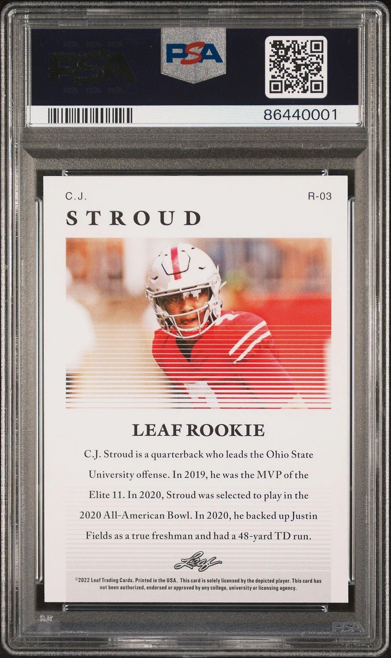 2022 Leaf Multi-sport Special Release Rookie R-03 C.j. Stroud PSA 10