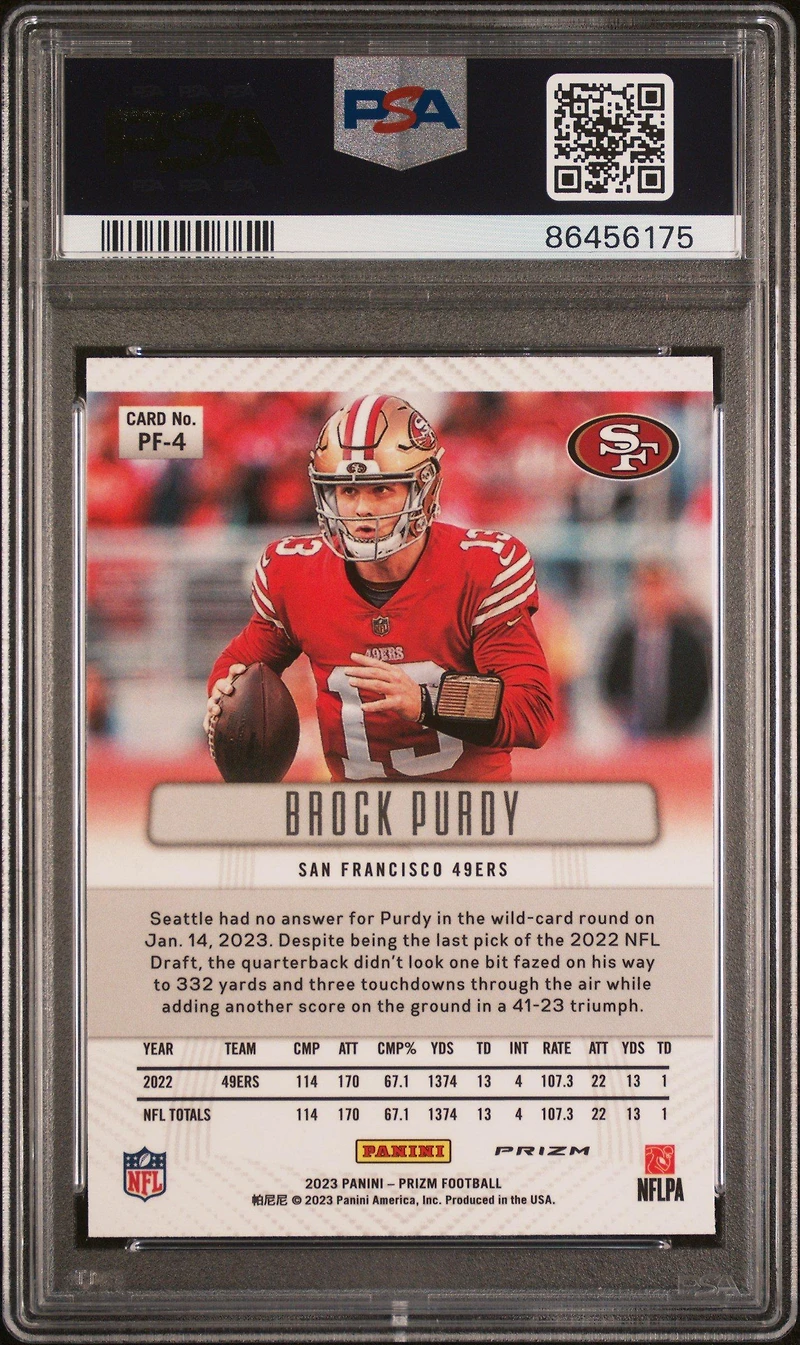 2023 Panini Prizm Prizm Flashback Pf4 Brock Purdy PSA 10
