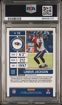 2019 Panini Contenders Optic 14 Lamar Jackson Red PSA 10