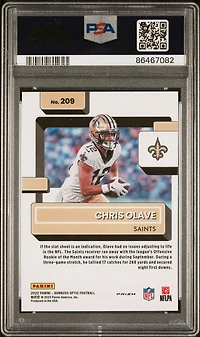 2022 Panini Donruss Optic 209 Chris Olave Purple Shock PSA 9