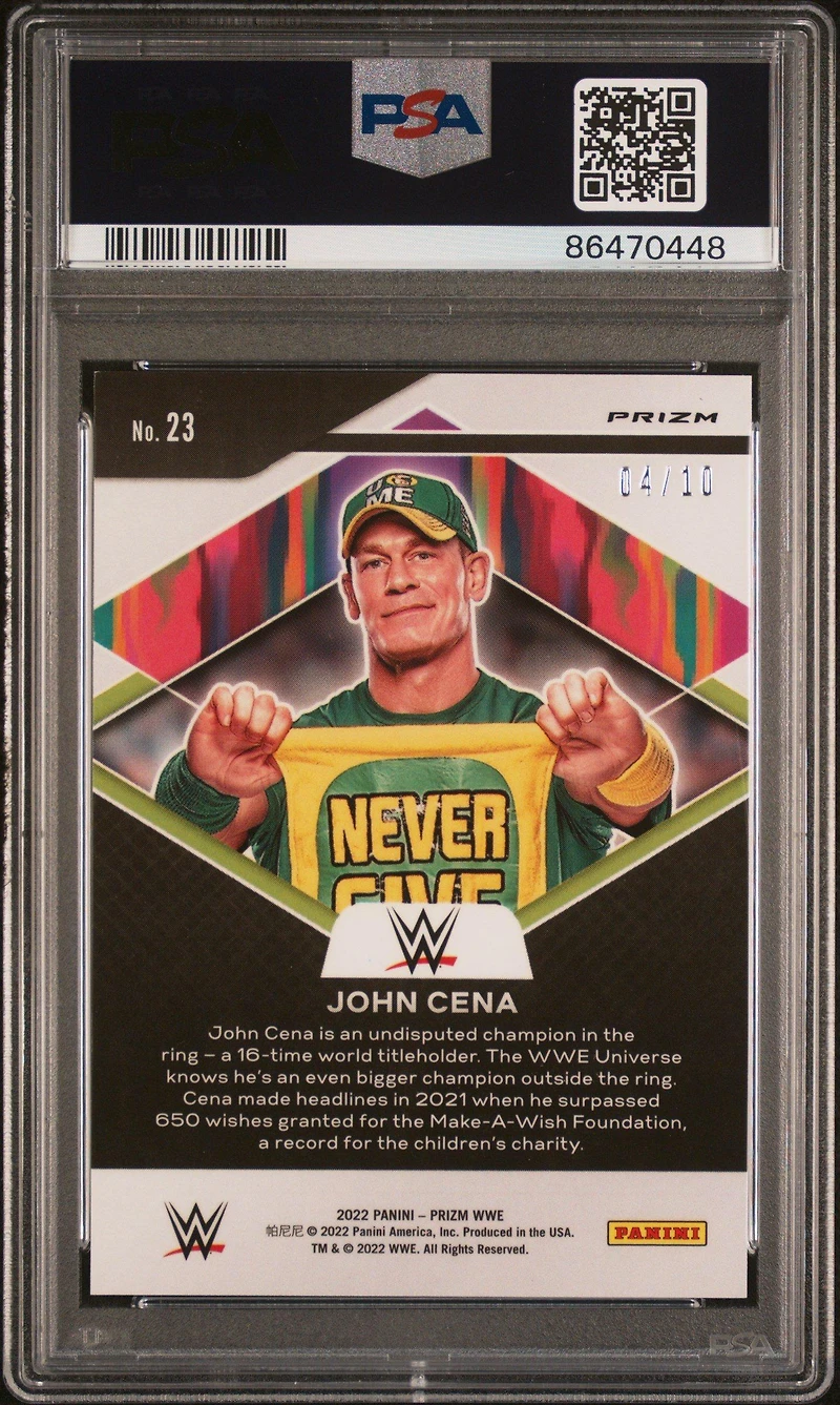 2022 Panini Prizm Wwe Fearless 23 John Cena Gold Prizm PSA 9