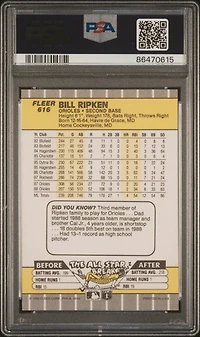 1989 Fleer 616 Bill Ripken Black Scribble Over Error PSA 9