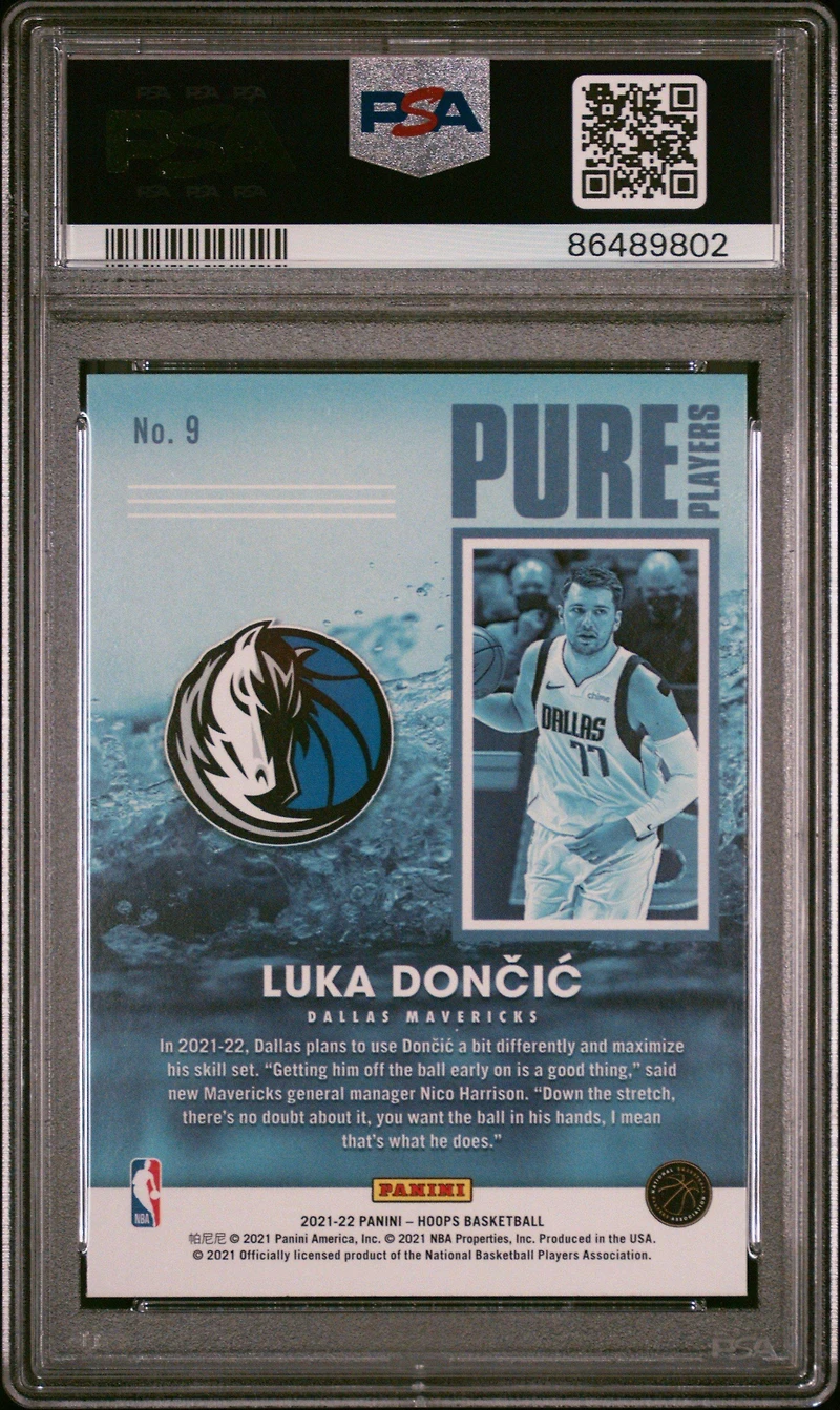 2021 Panini Nba Hoops Pure Players 9 Luka Doncic Holo PSA 10