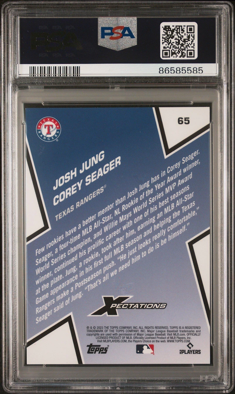 2023 Topps Xpectations 65 Corey Seager/josh Jung Crackle PSA 10