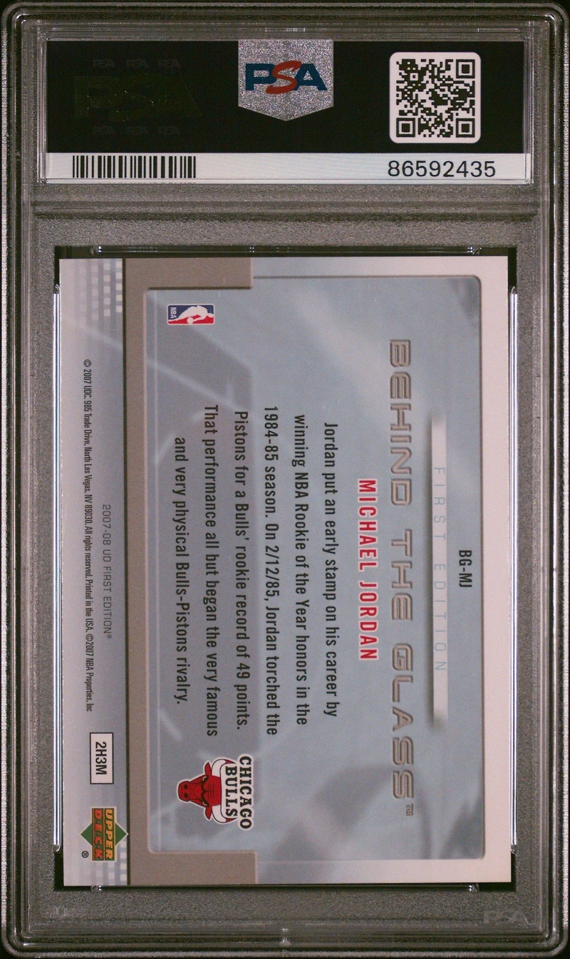 2007 Upper Deck First Edition Behind The Glass Bg-mj Michael Jordan PSA 10