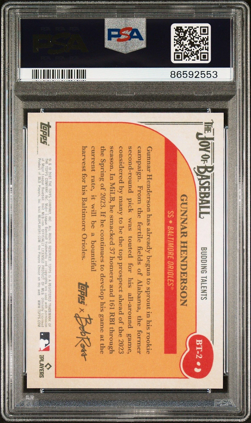 2023 Topps X Bob Ross The Joy Of Baseball Budding Talents Bt2 Gunnar Henderson PSA 10