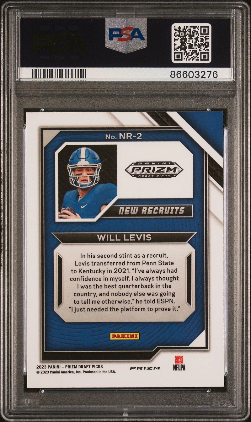 2023 Panini Prizm Draft Picks New Recruits Nr2 Will Levis Red Ice Prizm PSA 10