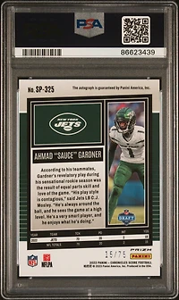 2022 Panini Chronicles Score Premium Rookies Update Sp325 Ahmad "sauce" Gardner Signature PSA 9