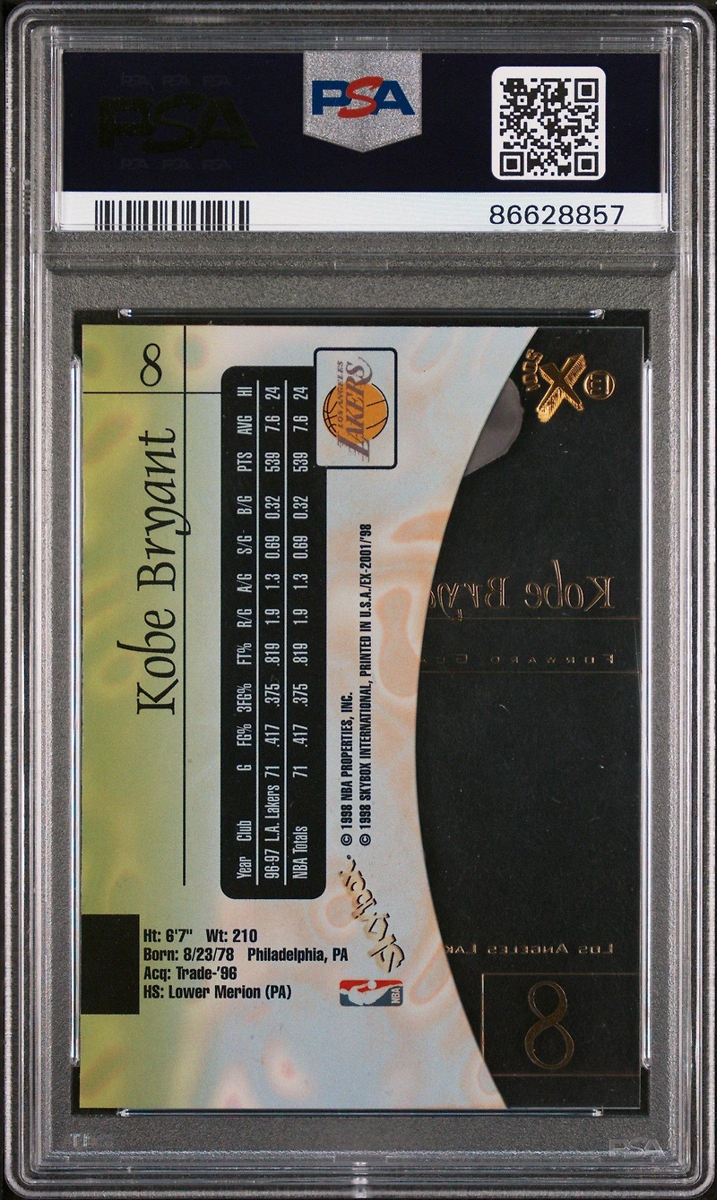 1997 Skybox E-x2001 8 Kobe Bryant PSA 8