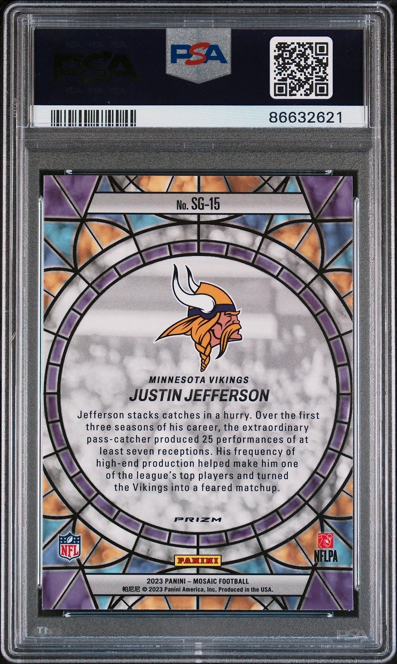 2023 Panini Mosaic Stained Glass Sg15 Justin Jefferson PSA 9